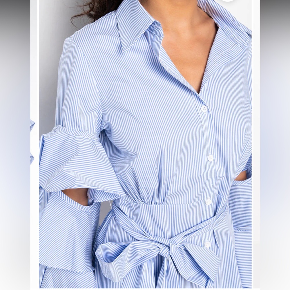 New Akira CUT OUT STRIPE POPLIN SHIRT DRESS - Picture 10 of 15